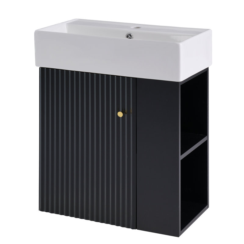 Meuble-lavabo 21,6 po avec lavabo en céramique, Noir