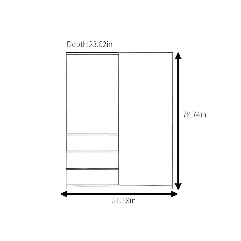 Garde-robe rétro simple et classique, H 78,74 po x l 51,18 po x P 23,62 po