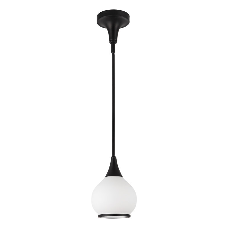 Nieve 1 - Light Teardrop Pendant, Matte Black, Opal