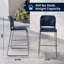 Tabouret de bar commercial en plastique avec dossier profilé et base traîneau de couleur marine-131217273