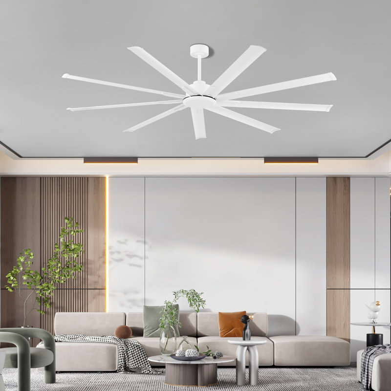Ayodele 84-inch 9-Blades Indoor Ceiling Fan with Remote, White