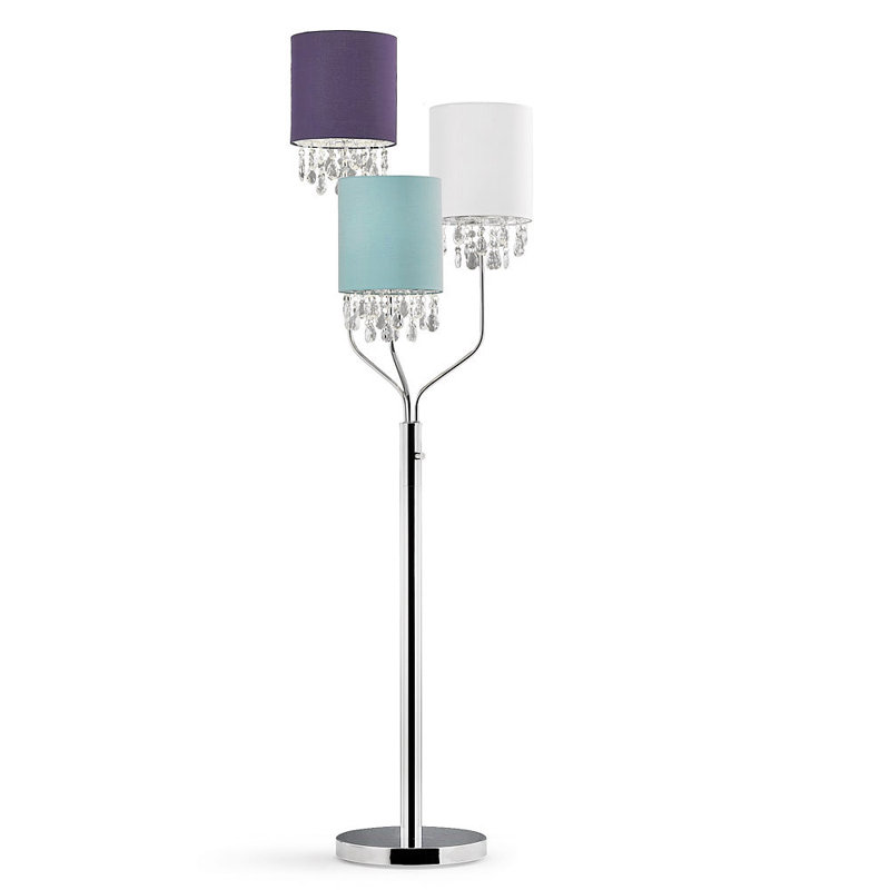 Lampe sur pied à l’arbre 68" en cristal 3 lumières Mannford, Mauve / vert / blanc
