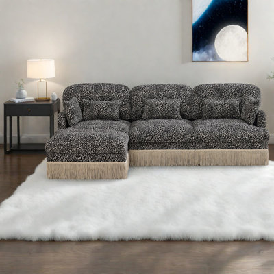 Canapés en chenille à assise profonde, forme de L modulaire moderne pour la maison