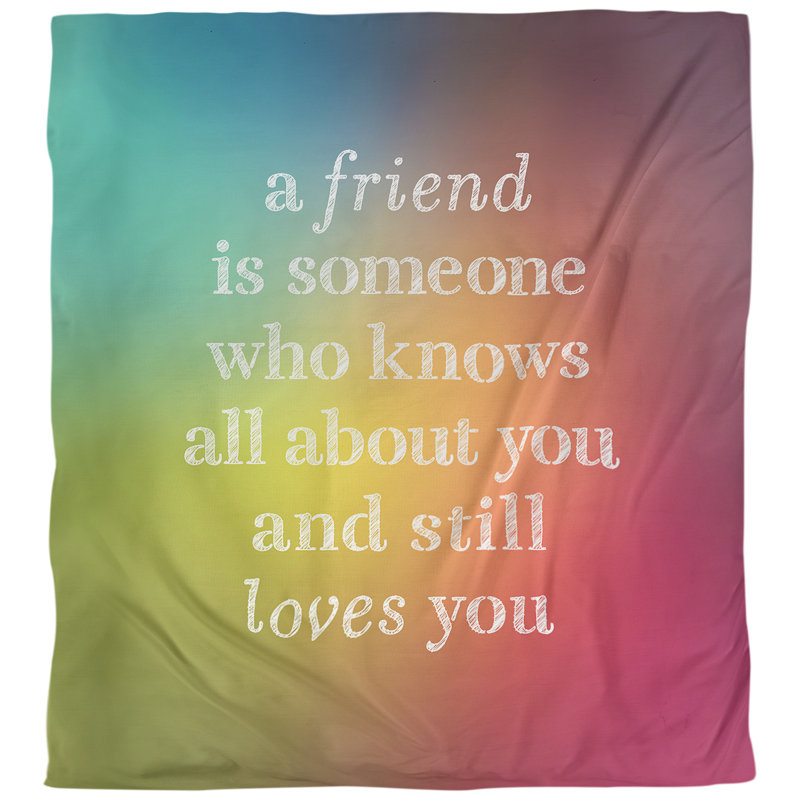 Housse de couette Love and Friendship Quote, Housse de couette pour très grand lit, Orange / blanc