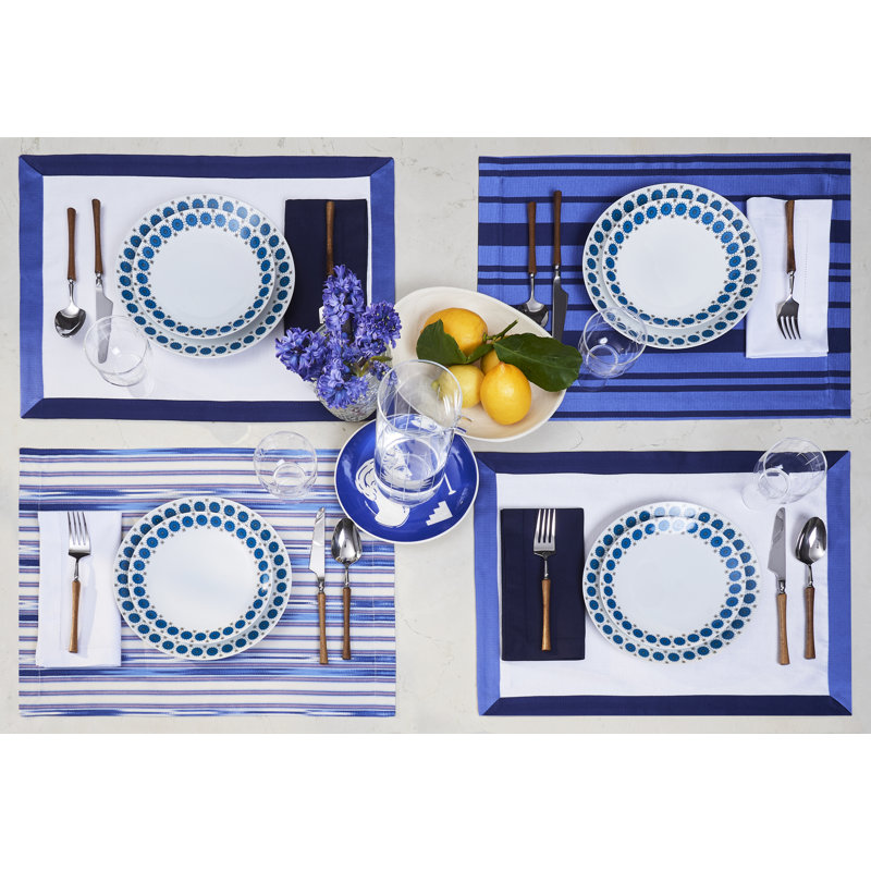 Kutnu Ikat Placemat, Blue/Navy