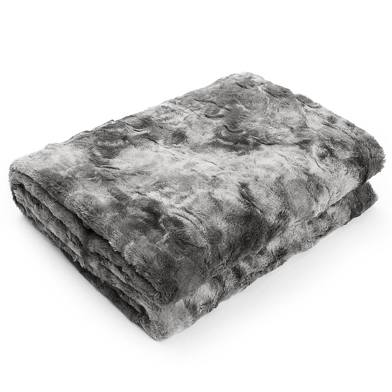 Jeté en fausse fourrure Faux Fur Throw Blanket, l 32 po x L 48 po, Gris pâle