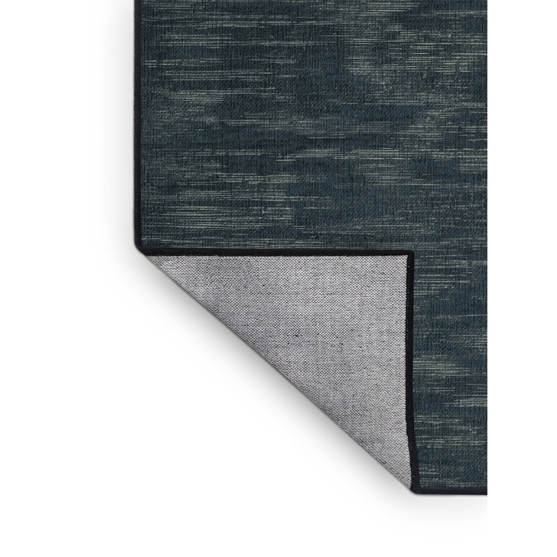 Machine Washable Abstract Black Area Rug, Round 4'