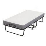 Folding Bed With Mattress Rollaway Guest Bed Portable Foldable Bed For Adults With 5" Memory Foam Mattress Space-Saving Sturdy Metal Frame Grid Style