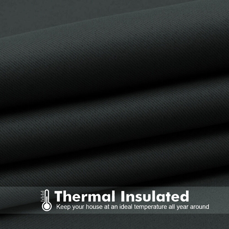 Bernards Blackout Thermal Insulated Noise Reducing Grommet Window & Door Curtain Panel , Black