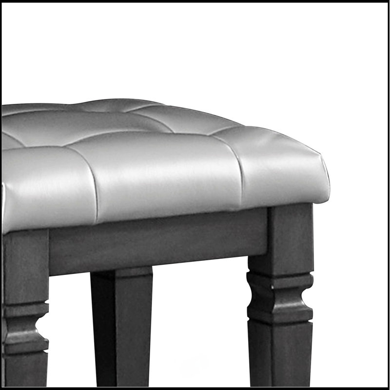 Tabouret de coiffeuse 1 pièce Modern Glam, Gris, Argent