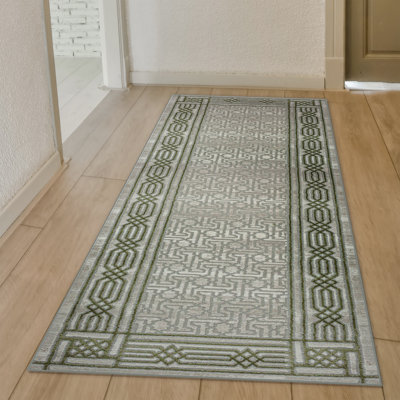 Davide Transitional Bordered Green Area Rug