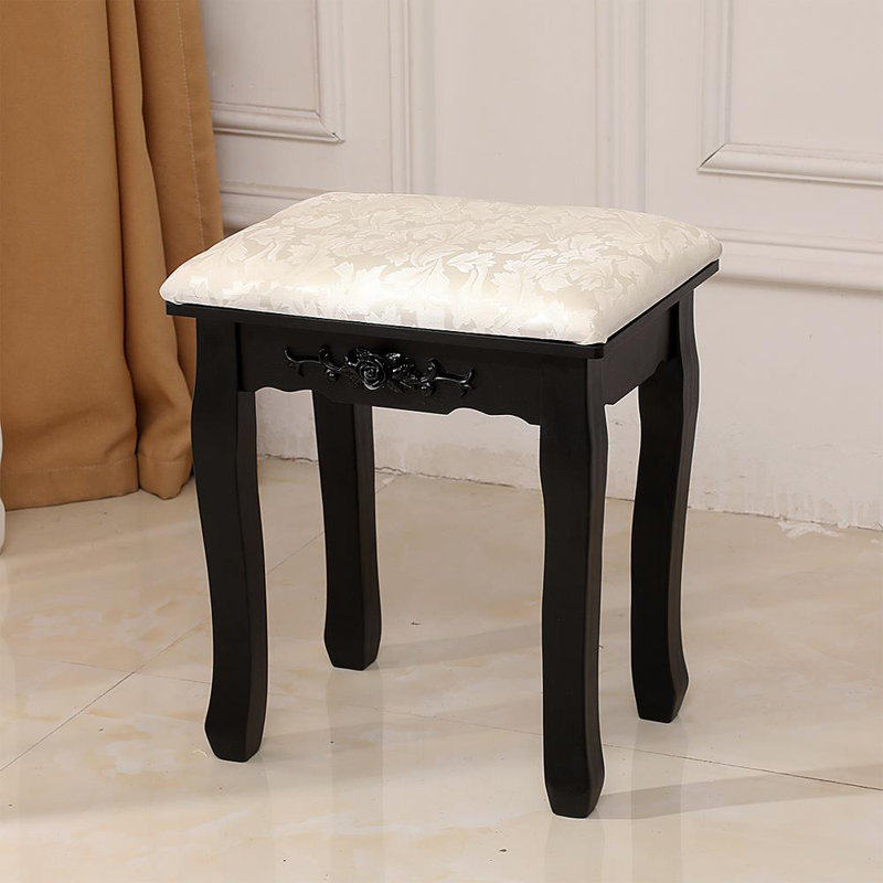 Rosalind Solid Wood Accent Stool, Black