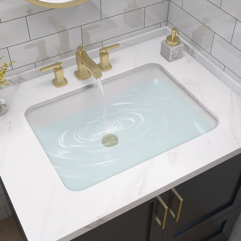 20 In. L Rectangular Bathroom Sink In White Ceramic Undermount Vessel Sink With Overflow Undercounter Single Basin