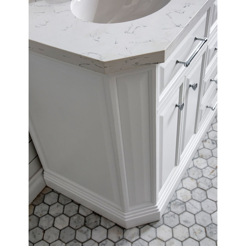 Palace 60'' W Double Vanity, Pure White, Stainless Steel