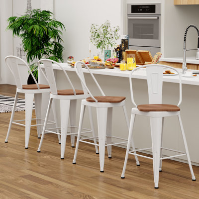 High Back Metal Counter And Bar Stools