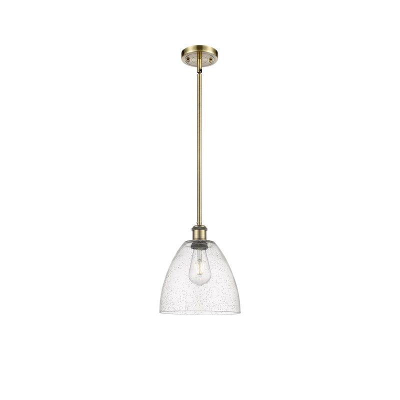 Luminaire suspendu en forme de globe à 1 lumière Angeliz, Laiton antique, Ampoule non incluse, H 44,25 po x l 9 po x P 9 po
