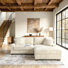 Canapé modulaire rembourré 3 pièces en flanelle de fourrure de lapin blanche avec coussins décoratifs et repose-pieds 3 pièces