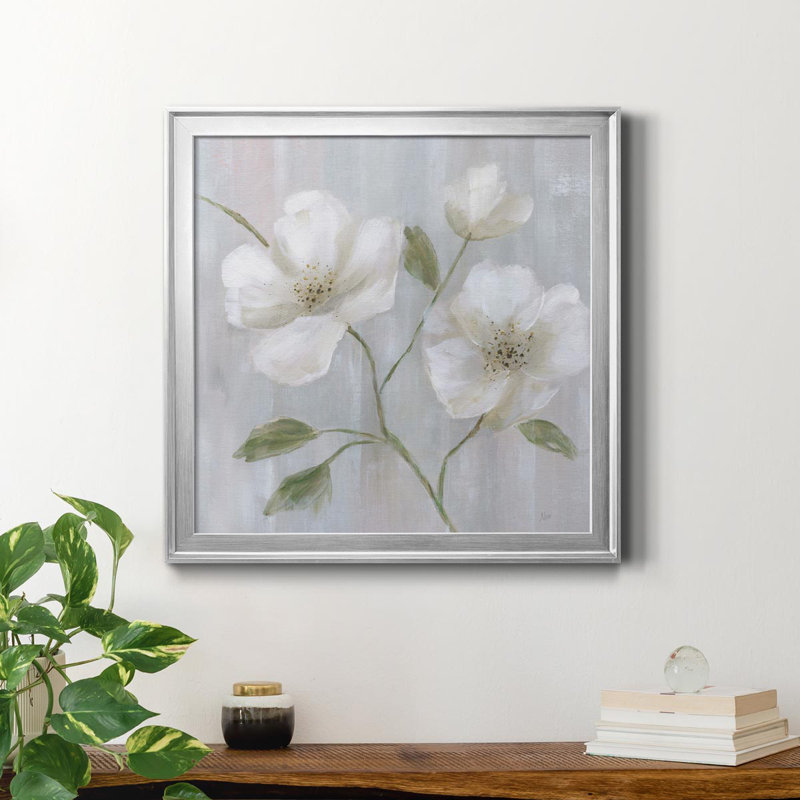 Garden Dreams II - Peinture sur toile encadrée, H 26,5 po x l 26,5 po x P 1,5 po, Argent