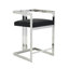 Kenzie Counter Stool with Footrest - Faux Leather Counter Stool – Modern Upholstered Counter Height Seating with Steel Metal Legs -Vegan/Faux Leather - Black and Silver Counter Stool