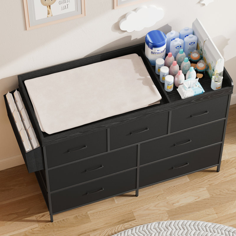 Commode pour table à langer 7 tiroirs 7 pièces, Noir