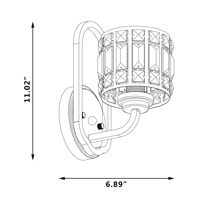1 - Light Dimmable Black Armed Sconce