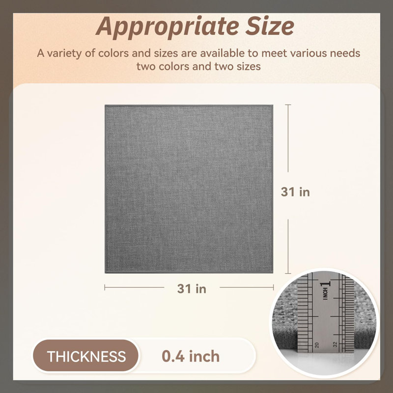 Tapis de marche antidérapant pour escalier en bois Biron Landing, Gris, Carré 2 pi 7 po, 1 pièce incluse