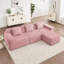Canapé modulaire modulaire en L à 3 places sans os, canapé modulaire Cloud avec assise profonde, canapé modulaire moderne à 3 places avec coussins décoratifs et 1 repose-pieds mobile, tissu velours côtelé rose-198606843-198606841-198606845
