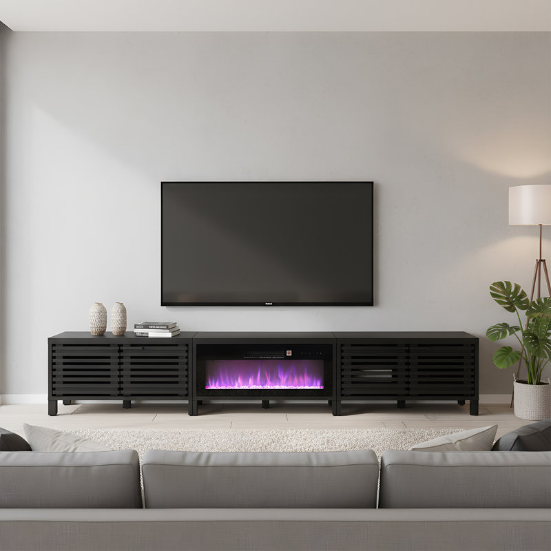 TV Stand for TVs up to 88" with Fireplace Included, Yes
