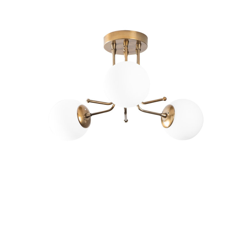 Lustre scandinave élégant, doré et blanc, 19,0 x 19,0 x 13,4 pouces | Corps en métal durable, 3 x douilles E27 de 40 W maximum | Élégant luminaire pour espaces de salon et de salle à manger modernes, classé IP20