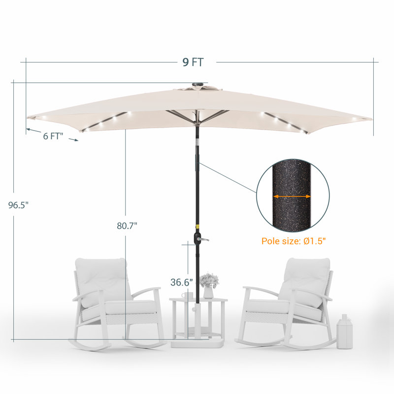Parasol de marché inclinable 108 po Rydder, Jaune citron