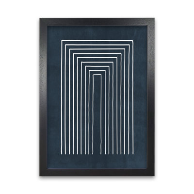 Lino Style Blue Geometric Lines - Print