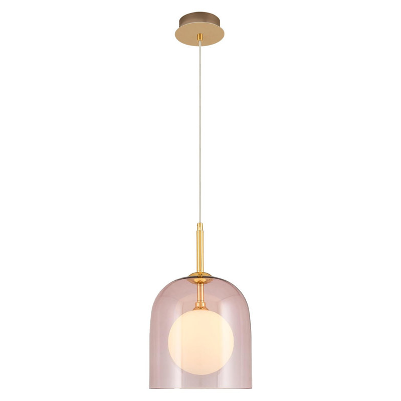 Cassen Elegant Pink Metal Chandelier, 9.1 in Diameter x 47.2 in Height | Stylish Glass Cap, Socket Type: 1x 2W G9 (Bulb Not Included) | Perfect for Modern Dining Rooms & Living Spaces, Eye-Catching Design