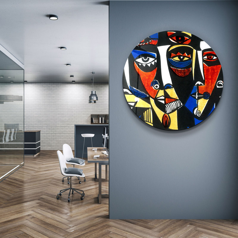 Decorative Tempered Glass Painting, 23.62" H x 23.62" W