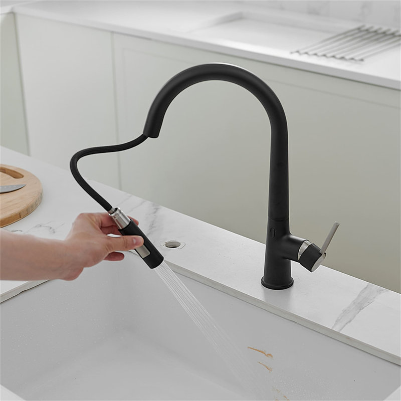 Robinet d'évier de cuisine Touchless, Noir mat