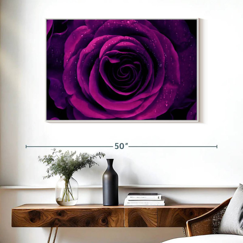 Rose mauve rosée, Cadre flottant blanc, 40 po x 27 po