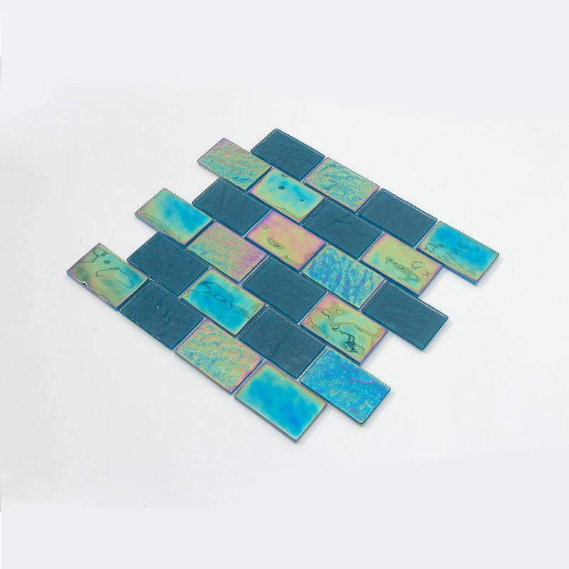 Swimming Pool 2" x 3" Glass Brick Joint Mosaic Tile, Norweigan Blue