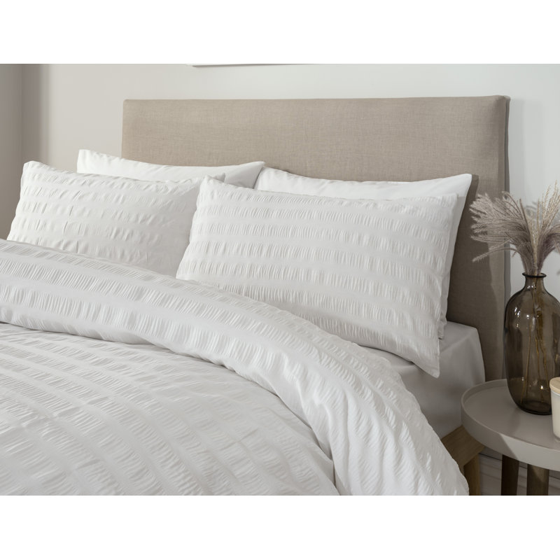 Leonide Polyester Solid Colour Duvet Cover Set with Pillowcases, Double - 2 Standard Pillowcases, Grey
