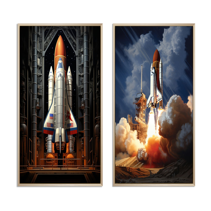 «Rocketship Revelation», 2 pièces, Encadrement brun, H 24 po x l 20 po
