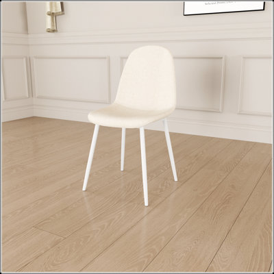 Ensemble de 4 chaises de salle à manger modernes, siège rembourré en tissu de lin