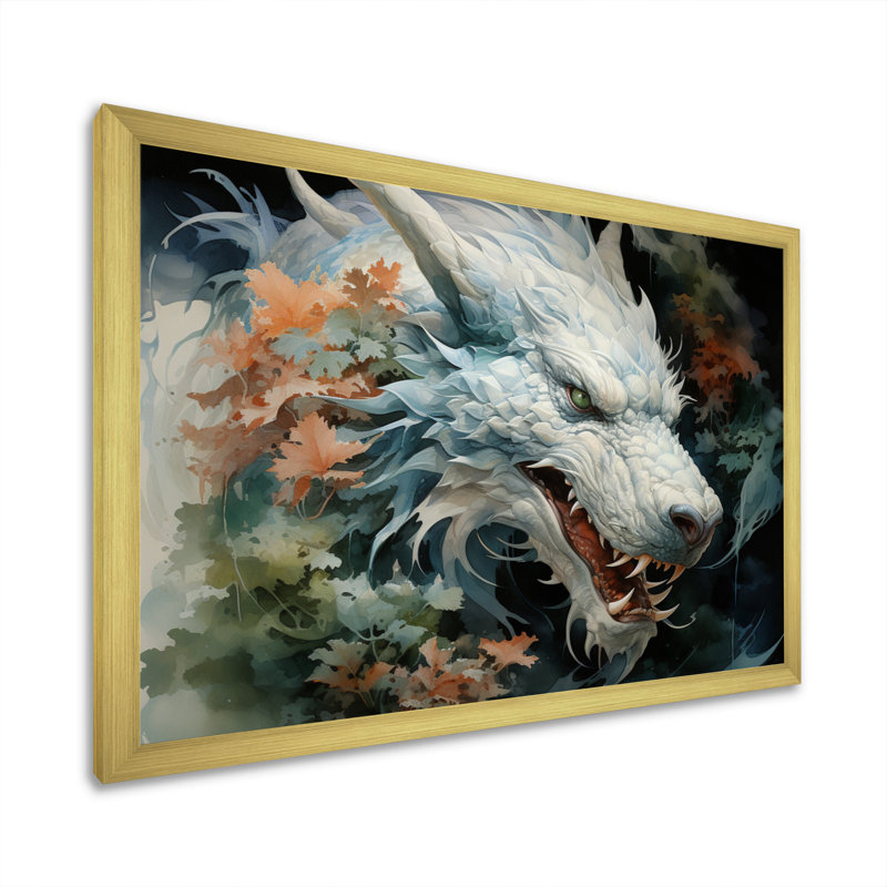 «Snediker China Art Jade Dragon II», reproduction, H 30 po x l 40 po x P 1,5 po, Encadrement doré