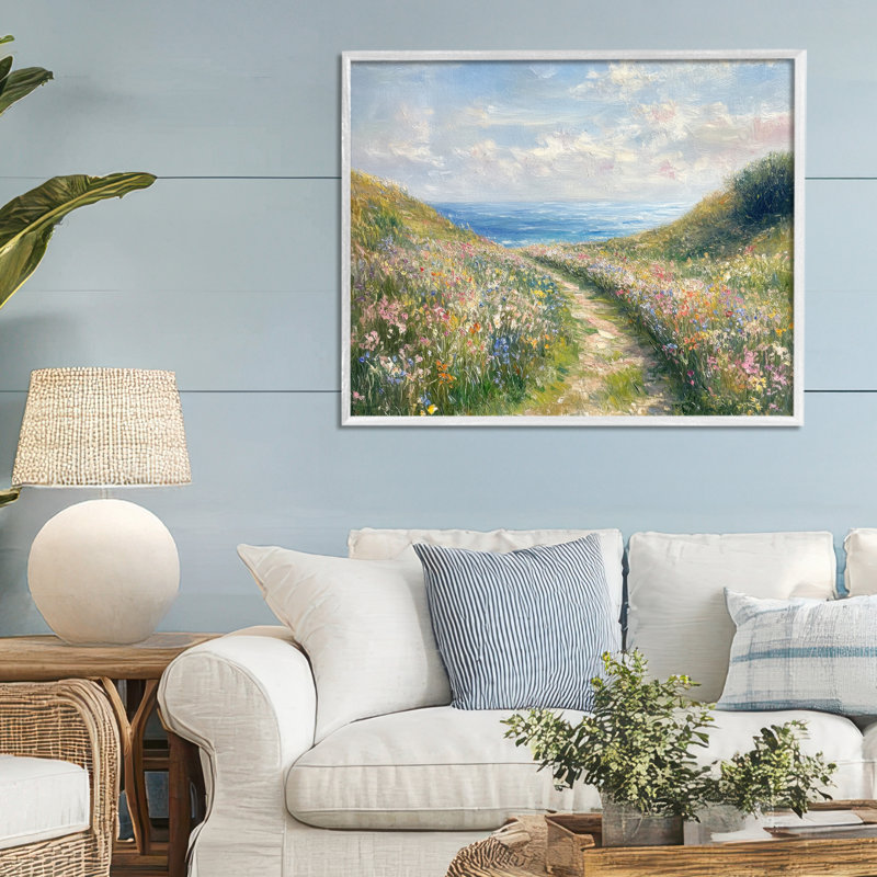 Giclée encadrée «Well Worn Coastal Path», conception par Petal Prints Design, H 24 po x l 30 po