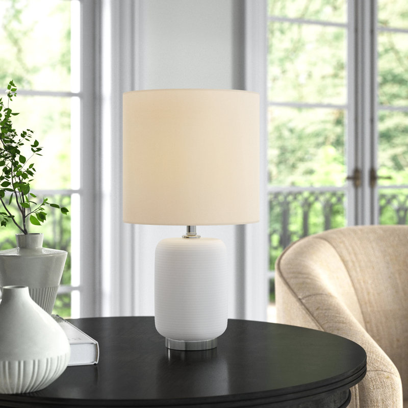 Gracie Table Lamp, Matte White/Brushed Nickel