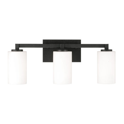 Éclairage pour salle de bain en fer noir à 3 lumières à intensité variable Keeley