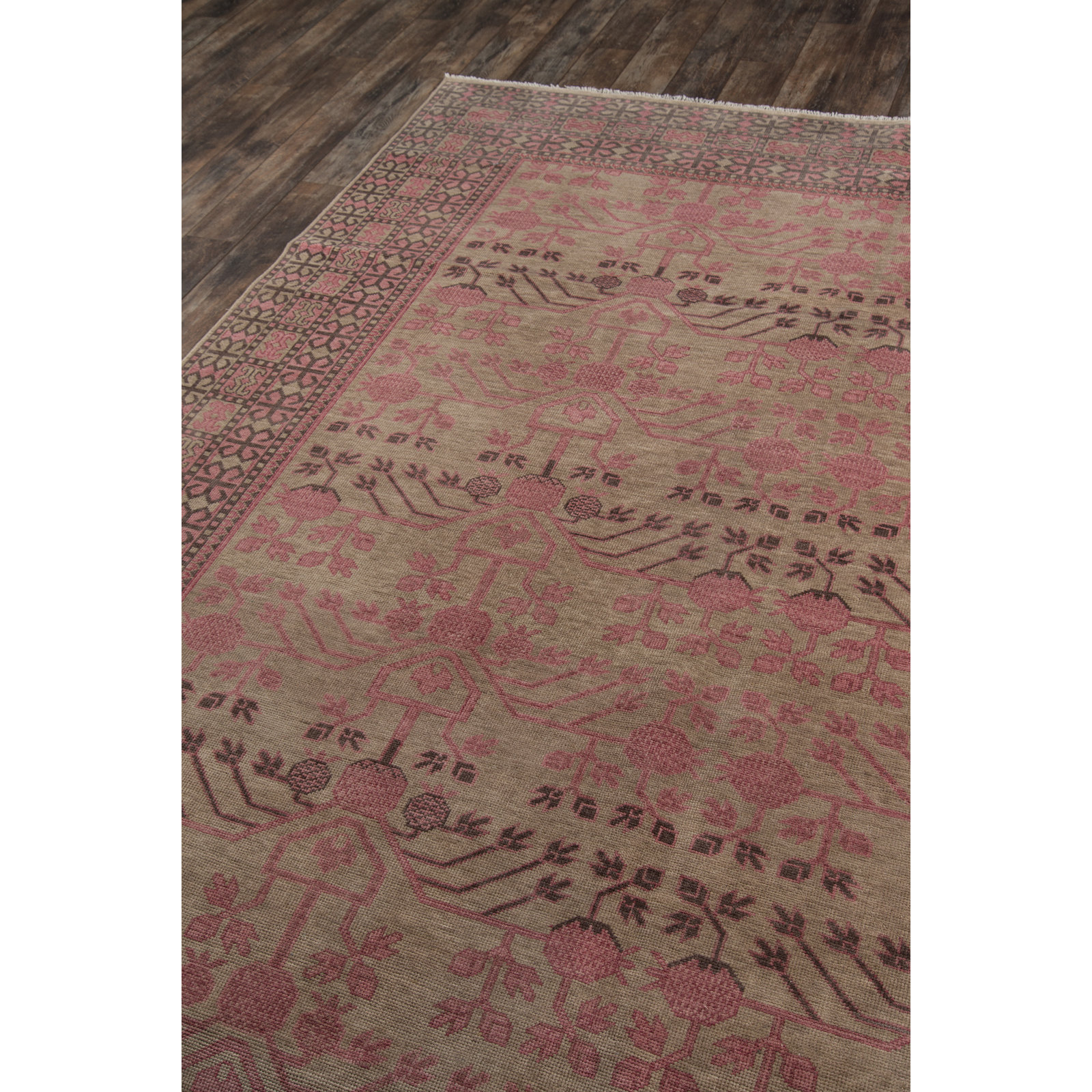 Leonardo Handmade Wool Brown Rug, Rectangle 2' x 3'