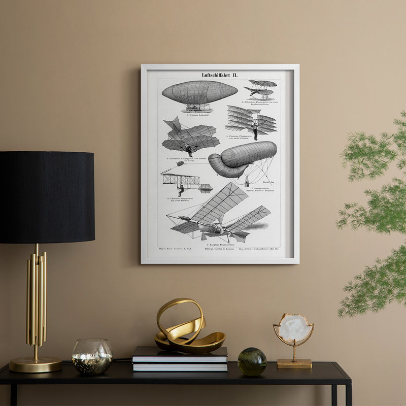«Industrial Flight», reproduction encadrée - bois massif, H 11 po x l 9 po, Blanc