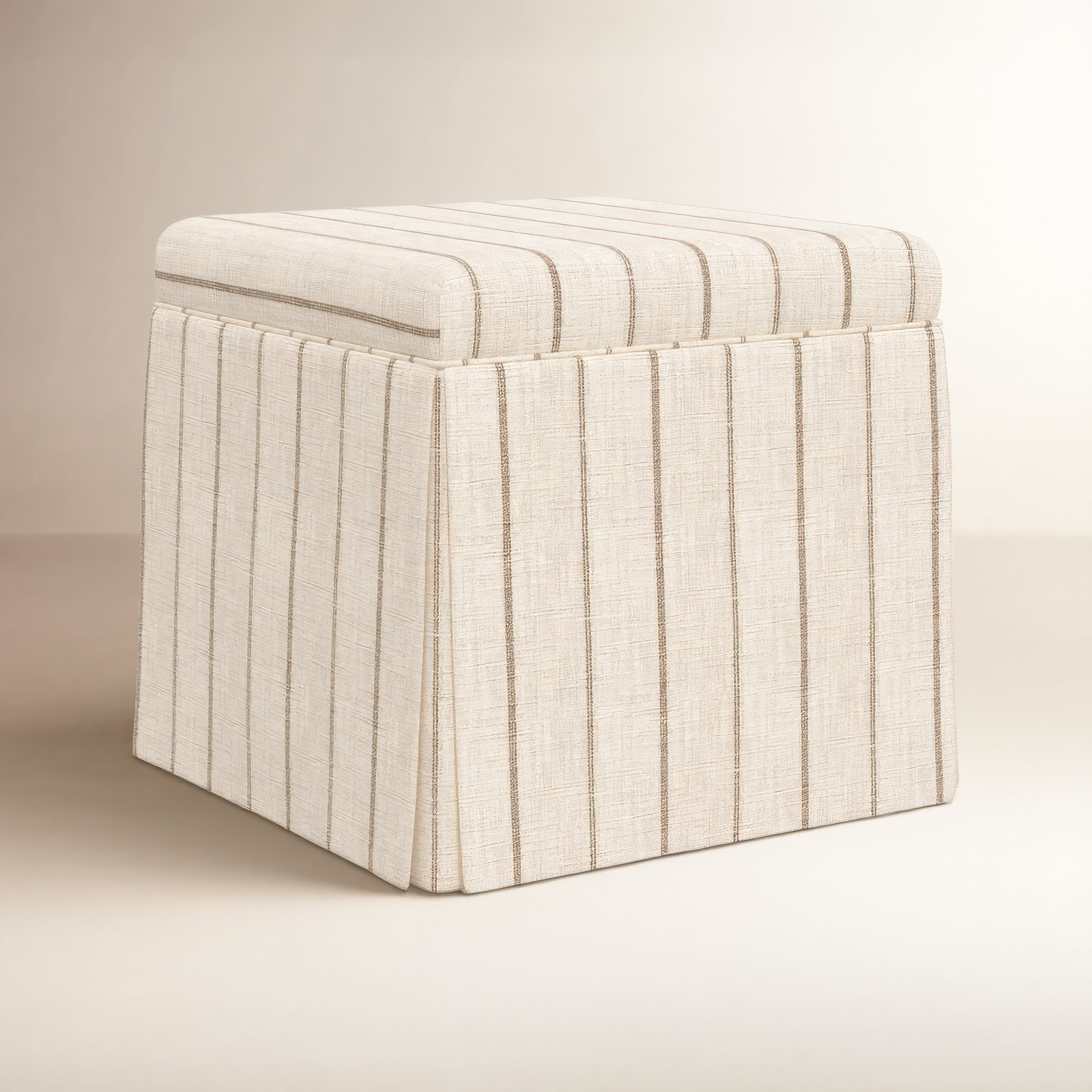 Jebb 20" Cotton Ottoman, Fritz Charcoal Stripe