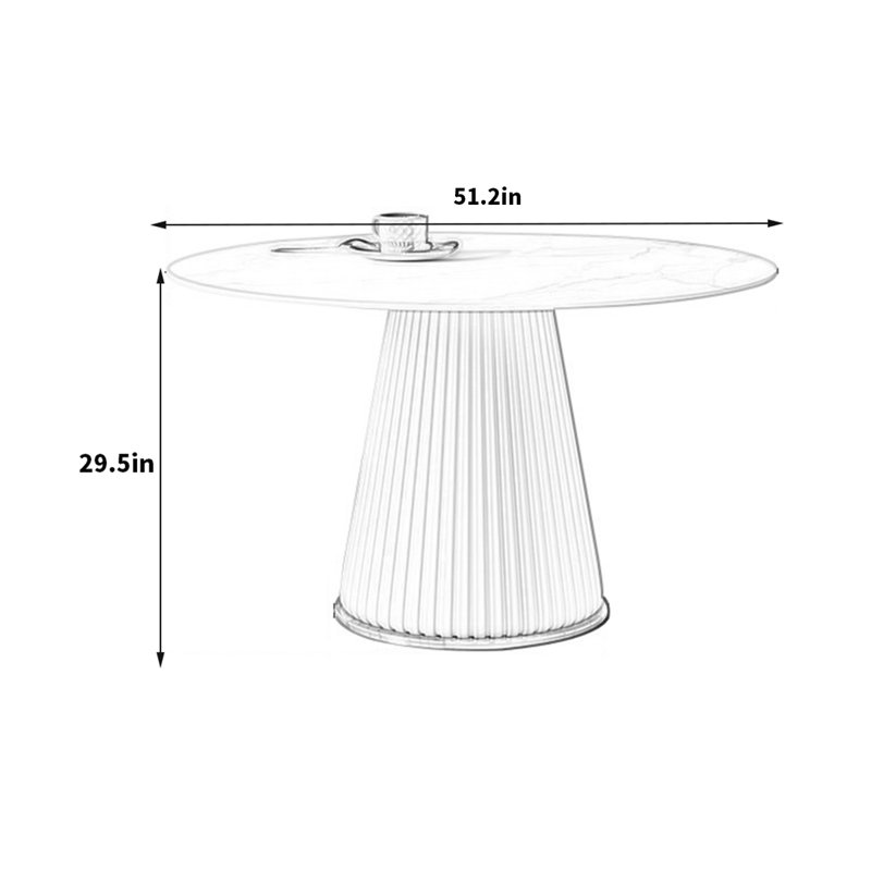 Kyley Round Metal Base Dining Table, 29.5"H x 51.2"L x 51.2"W