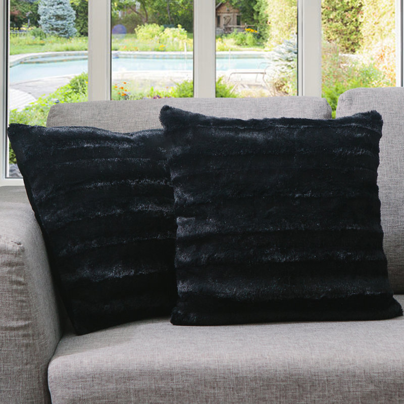 Housse et insert de coussin carré FRBIN, Noir, noir, noir, noir, H 24 po x l 24 po