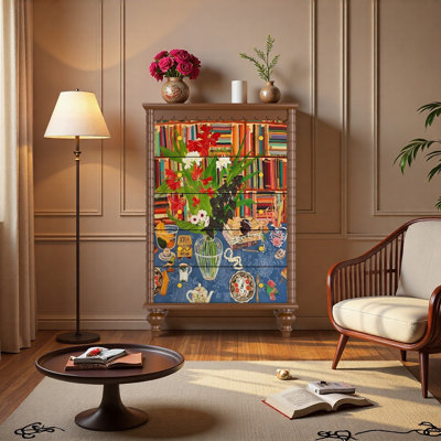 Commode 5 tiroirs Abstract Green