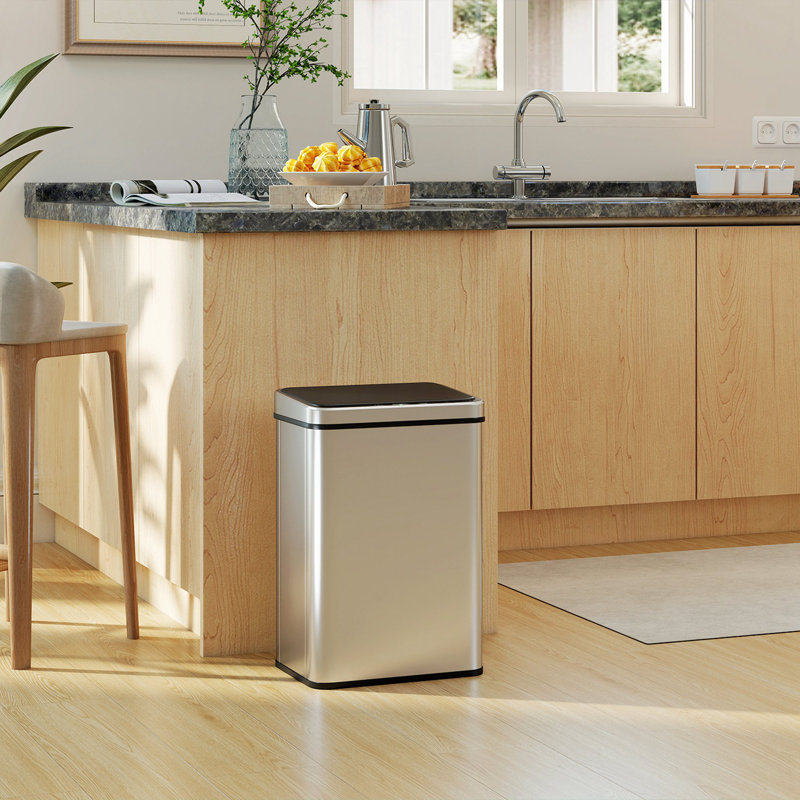 Stainless Steel Motion Sensor, Manual Lift Kitchen Trash Can, 40